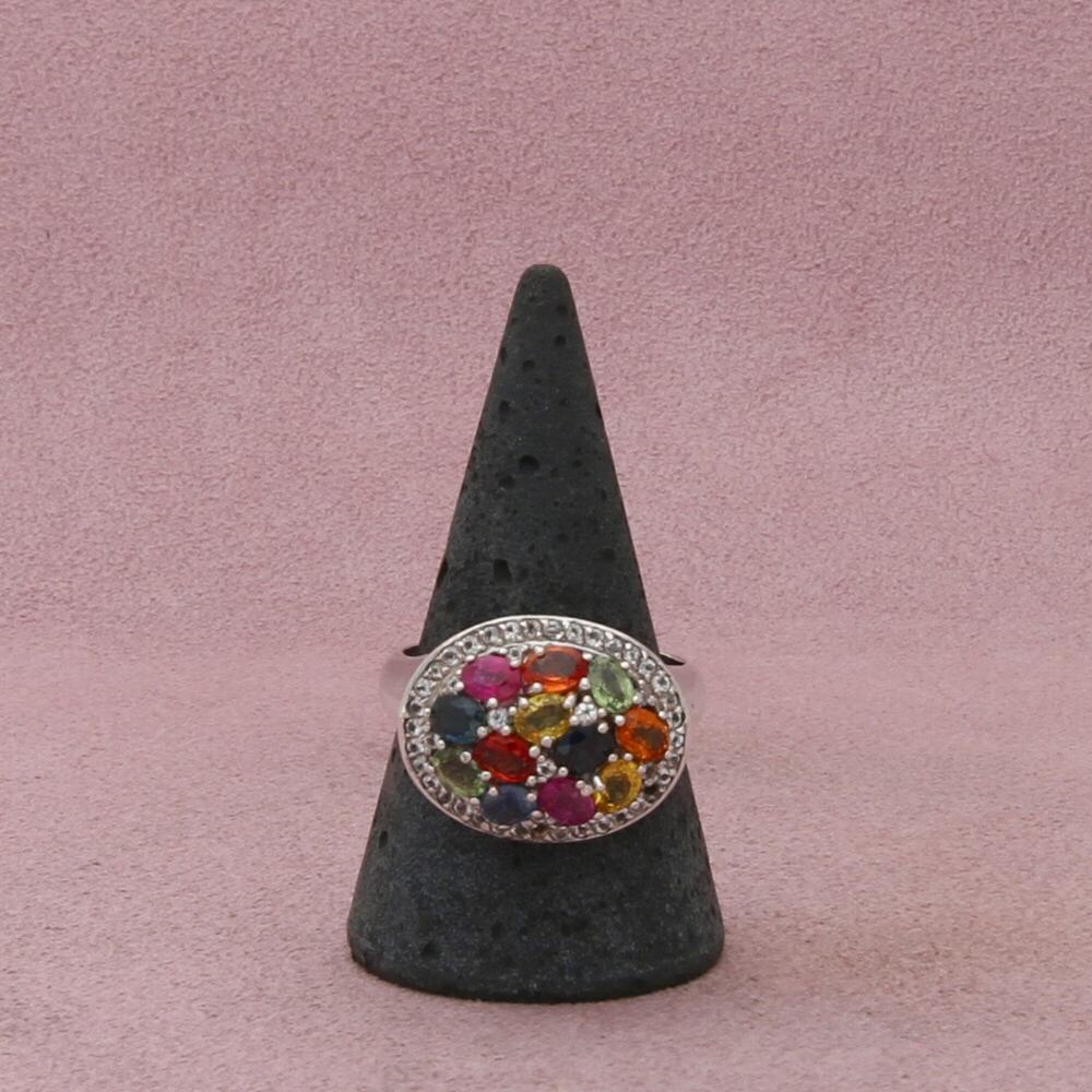 sterling silver multi colored topaz cluster (as-is) ring size 9.75